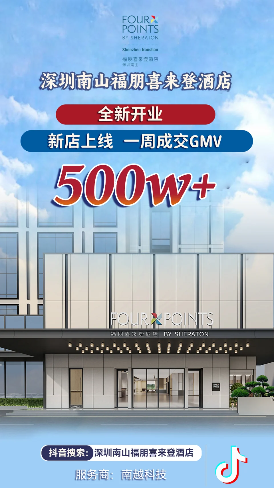 深圳南山福朋喜来登酒店 · 一周战报项目战报：500万+，新店上线 · 一周成交 GMV